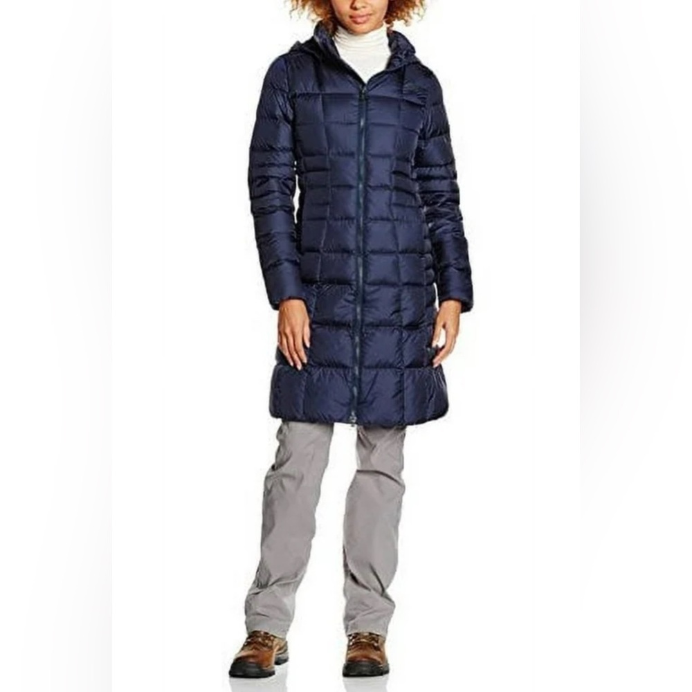The North Face Navy Full-Length Quilted Down-Filled 550 Jacket/Coat, Size Small